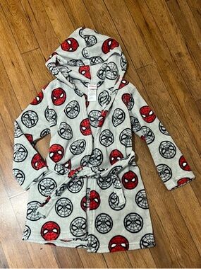 Marvel Kids Hooded Spider-Man Fleece Robe - Red/White/Black